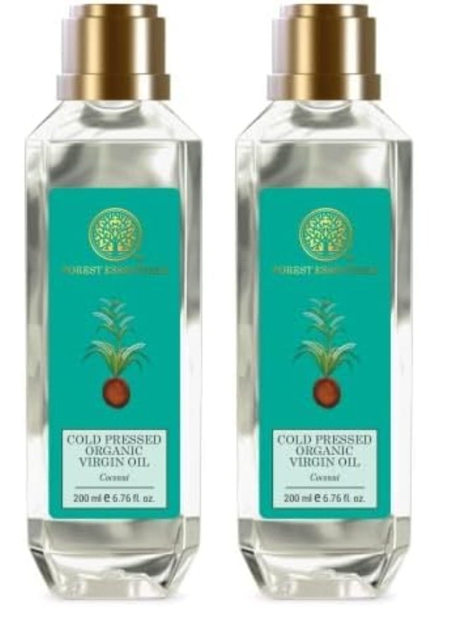 Forest Essentials Organic Pure Cold Pressed Virgin Coconut Oil |100% Pure & Natural 200 ml pack of 2 - Image 1